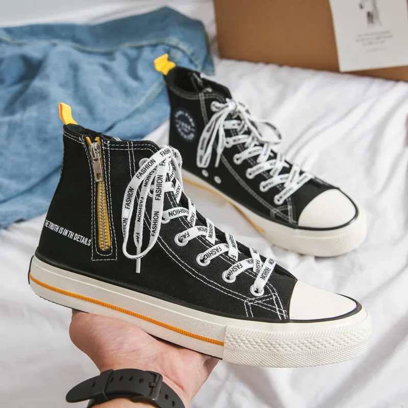 Spring And Autumn New Side Zipper Cloth Shoes leisure Board Shoes Korean Version Trend Young Students High-Top Canvas Shoes Male
Spring And Autumn New Side Zipper Cloth Shoes leisure Board Shoes Korean Version Trend Young Students High-Top Canvas Shoes Male