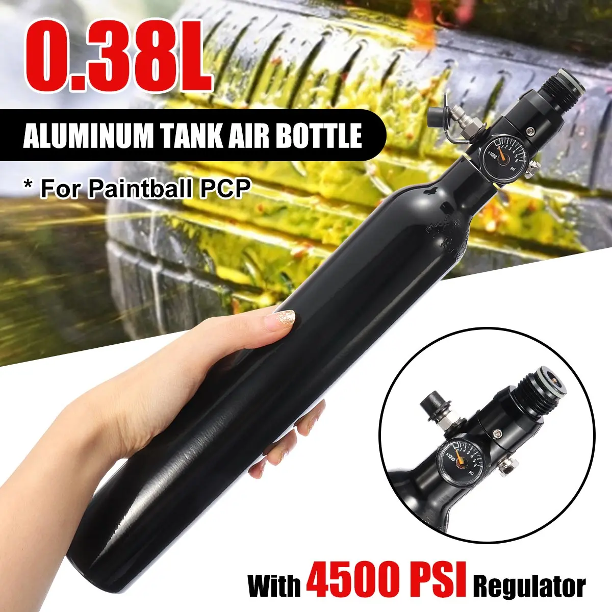 3000psi Paintball PCP Cylinder Tank 0.38L High Compressed Air Bottle with Regulator
3000psi Paintball PCP Cylinder Tank 0.38L High Compressed Air Bottle with Regulator
