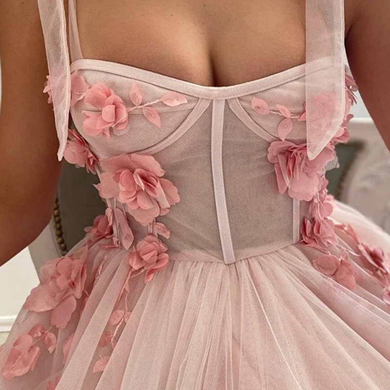 Trendy Pink Flowers Appliques A-Line Prom Dress Sweet Sleeveless Tulle Backless Evening Dress Customize Pleated Long Party Dress
Trendy Pink Flowers Appliques A-Line Prom Dress Sweet Sleeveless Tulle Backless Evening Dress Customize Pleated Long Party Dress