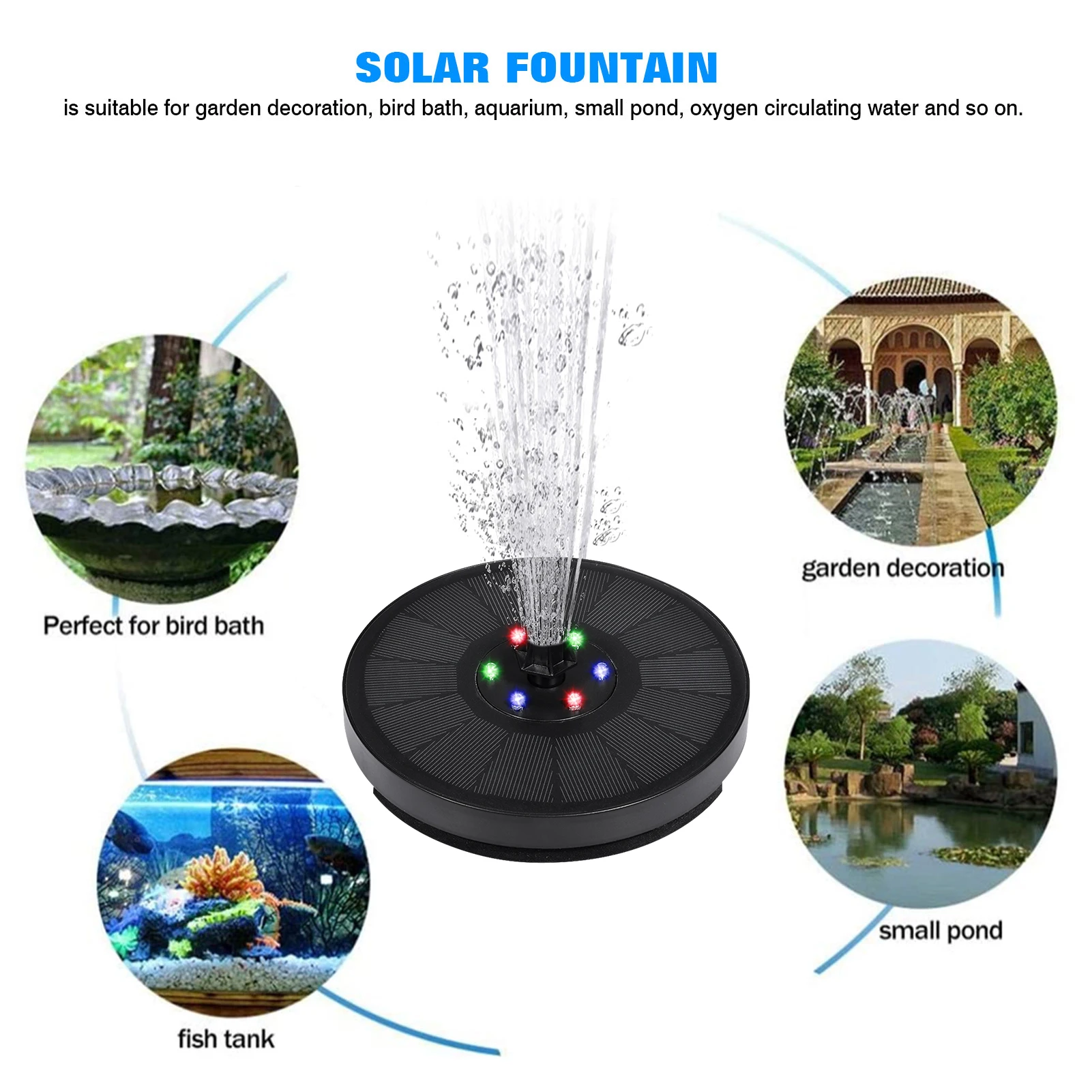 Mini Solar Water Fountain Colorful LED Lights Pond Waterfall Fountain Garden Decoration Outdoor Bird Bath Fountain
Mini Solar Water Fountain Colorful LED Lights Pond Waterfall Fountain Garden Decoration Outdoor Bird Bath Fountain
