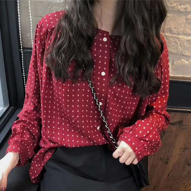 BETHQUENOY Bluzki Damskie Vintage Red Blouses Spring Fall Ladies Tops Camisas De Mujer Round Neck Chiffon Shirts Women Clothes
BETHQUENOY Bluzki Damskie Vintage Red Blouses Spring Fall Ladies Tops Camisas De Mujer Round Neck Chiffon Shirts Women Clothes