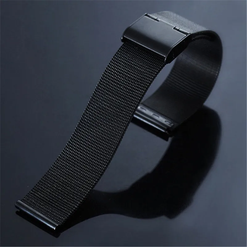 Ультратонкие Стальные наручные часы с одной пряжкой ремешком сеткой браслеты