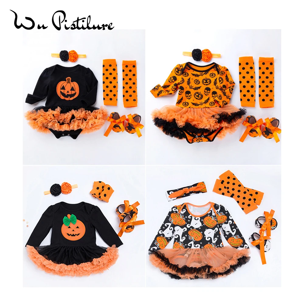 Комбинезон для маленьких девочек платье Хэллоуин мультяшное женское повязка на