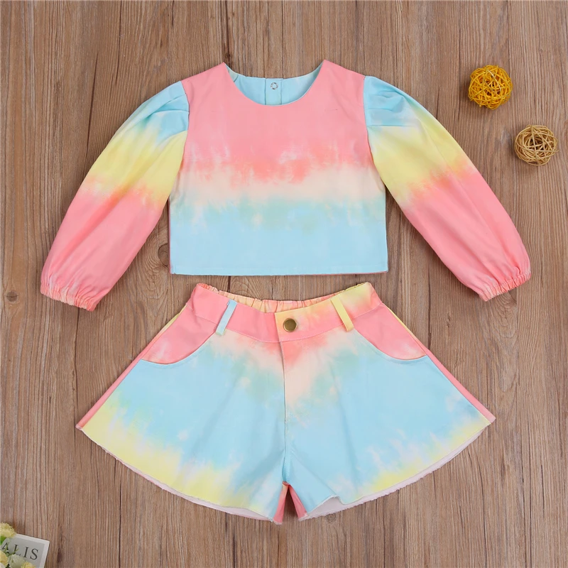 New Arrival Girls Fashion Clothes Set 2 Pieces Suit Tie-Dye Printed Long Sleeve T Shirts Tops Shorts Kids Sets Girls Clothes
New Arrival Girls Fashion Clothes Set 2 Pieces Suit Tie-Dye Printed Long Sleeve T Shirts Tops Shorts Kids Sets Girls Clothes
