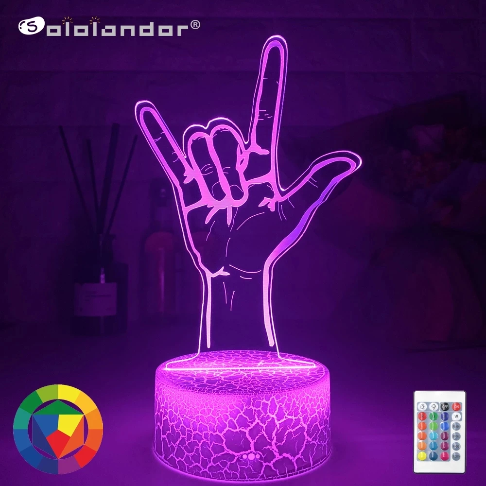 Rock Hand Sign LED Light Creative 3D Optical illusion Light Novelty Table Lamp Heavy Metal Rock Music Fans LED Decor Night Light
Rock Hand Sign LED Light Creative 3D Optical illusion Light Novelty Table Lamp Heavy Metal Rock Music Fans LED Decor Night Light