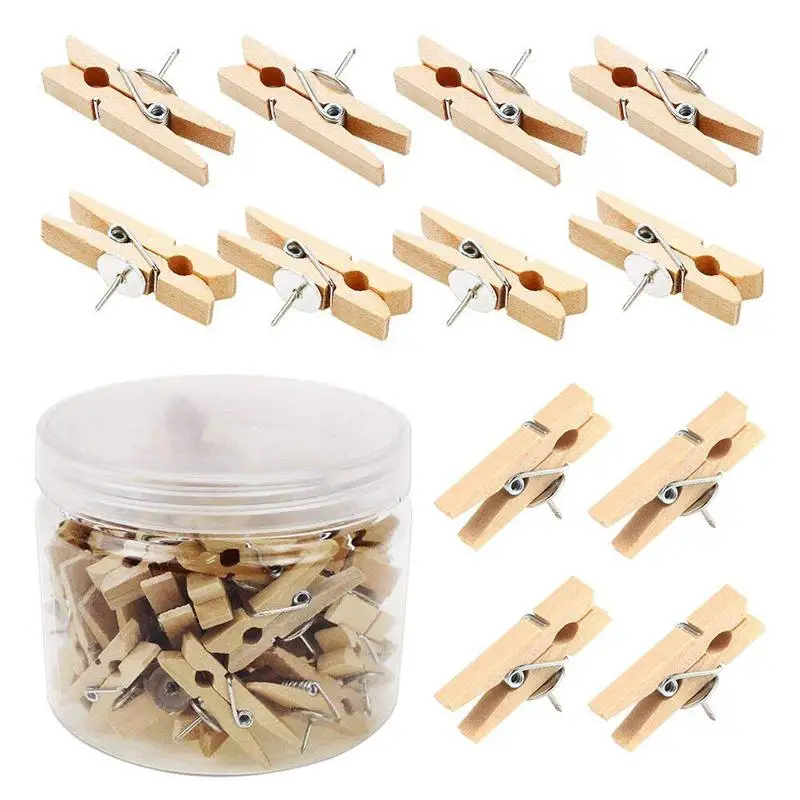 Push Pins With Wooden Clips 50Pcs Thumbtacks Pushpins Creative Paper Clips Clothespins Natural Color for Cork Board and Photo 
Push Pins With Wooden Clips 50Pcs Thumbtacks Pushpins Creative Paper Clips Clothespins Natural Color for Cork Board and Photo