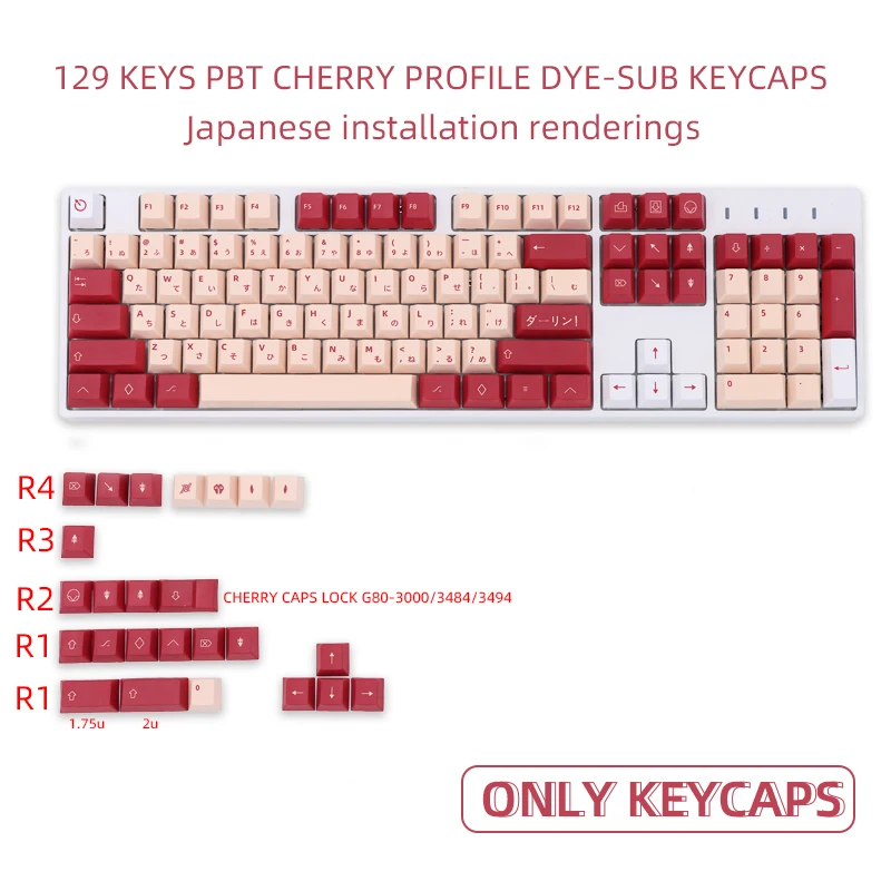 129 Key PBT Darling Keycaps Cherry Profile DYE SUB Personalized Japanese Keycap For Cherry MX Switch Mechanical Keyboards
129 Key PBT Darling Keycaps Cherry Profile DYE SUB Personalized Japanese Keycap For Cherry MX Switch Mechanical Keyboards
