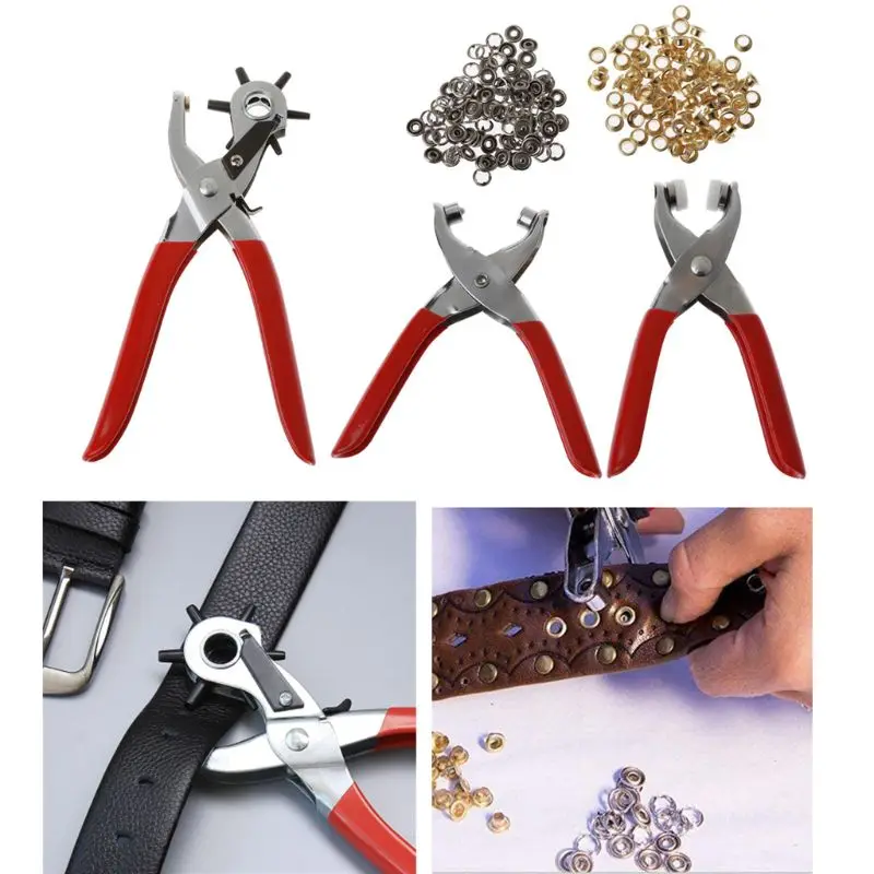 3Pcs Leather Belt Hole Punch Plier Eyelet and Snap Setting Pliers Hand Puncher Tool Kit Includes 100 Eyelet and 100 Snap
3Pcs Leather Belt Hole Punch Plier Eyelet and Snap Setting Pliers Hand Puncher Tool Kit Includes 100 Eyelet and 100 Snap