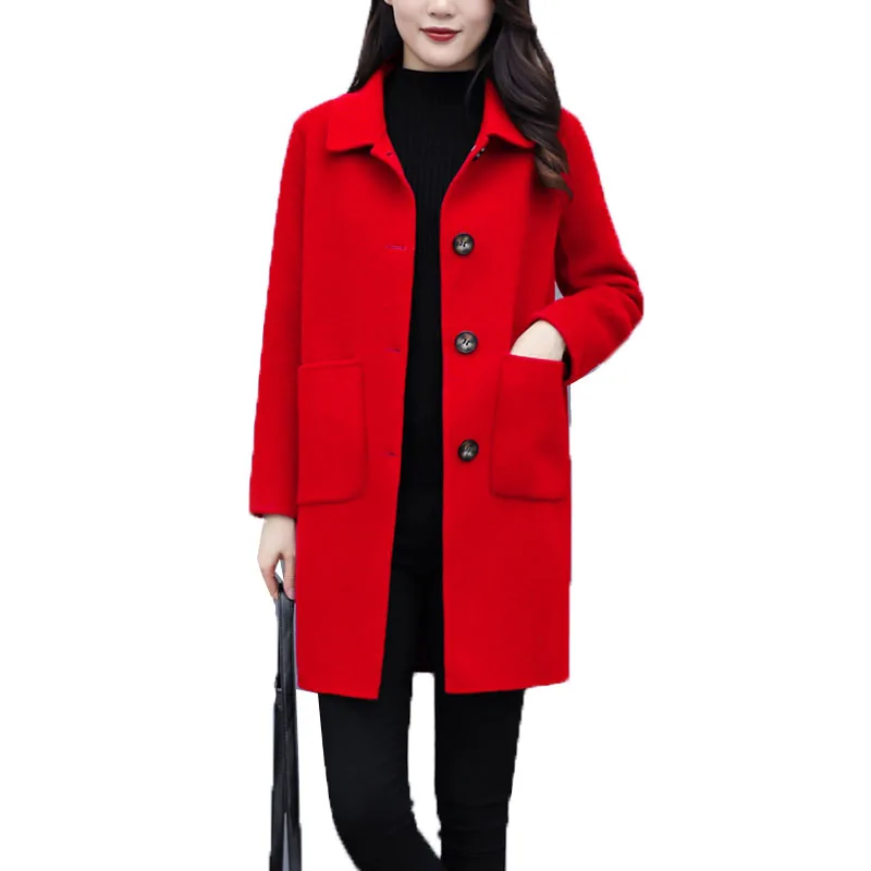 NEW 2020 Women's Woolen Coat Basic Blended Woolen Mid-Long Outwear Single-breasted Autumn Winter Coats Pocket jacket Female
NEW 2020 Women's Woolen Coat Basic Blended Woolen Mid-Long Outwear Single-breasted Autumn Winter Coats Pocket jacket Female
