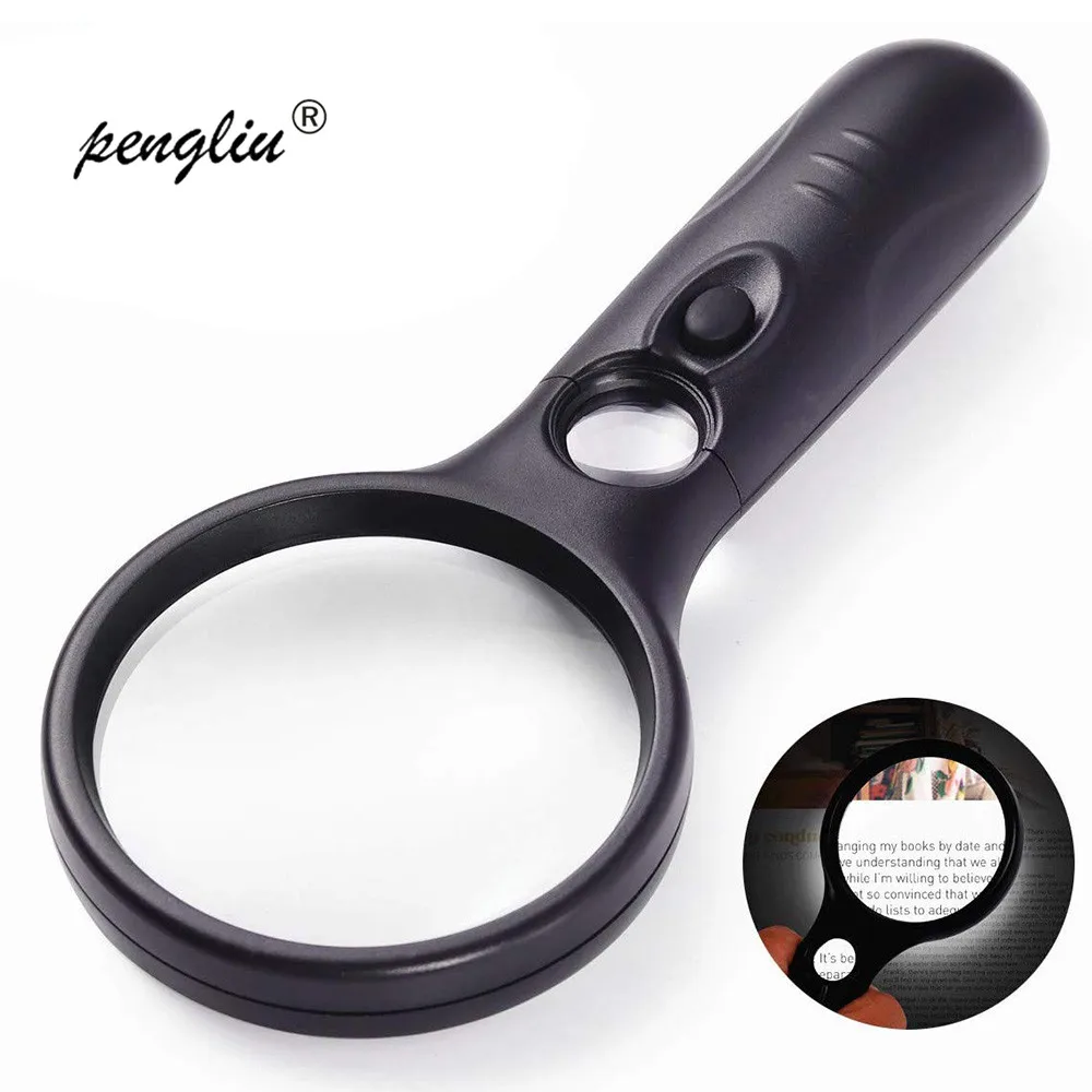 New 3 LED Light Handheld 3X 45X Illuminated Magnifier Microscope Magnifying Glass Aid Reading for Seniors loupe Jewelry 2019
New 3 LED Light Handheld 3X 45X Illuminated Magnifier Microscope Magnifying Glass Aid Reading for Seniors loupe Jewelry 2019