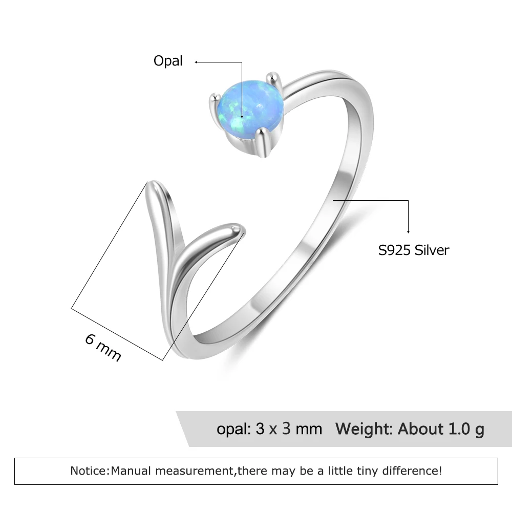 Trendy 925 Sterling Silver Opal Rings Minimalist Open Adjustable Finger Rings for Women Silver 925 Jewelry Valentine's Day Gift
Trendy 925 Sterling Silver Opal Rings Minimalist Open Adjustable Finger Rings for Women Silver 925 Jewelry Valentine's Day Gift