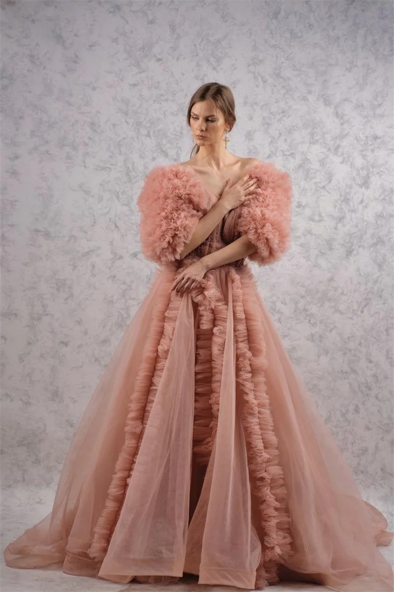 Elegant Prom Dresses Beads V Neck Short Sleeves Off The Shoulder Layered Ruffle Evening Dress Custom Made Party Gown
Elegant Prom Dresses Beads V Neck Short Sleeves Off The Shoulder Layered Ruffle Evening Dress Custom Made Party Gown