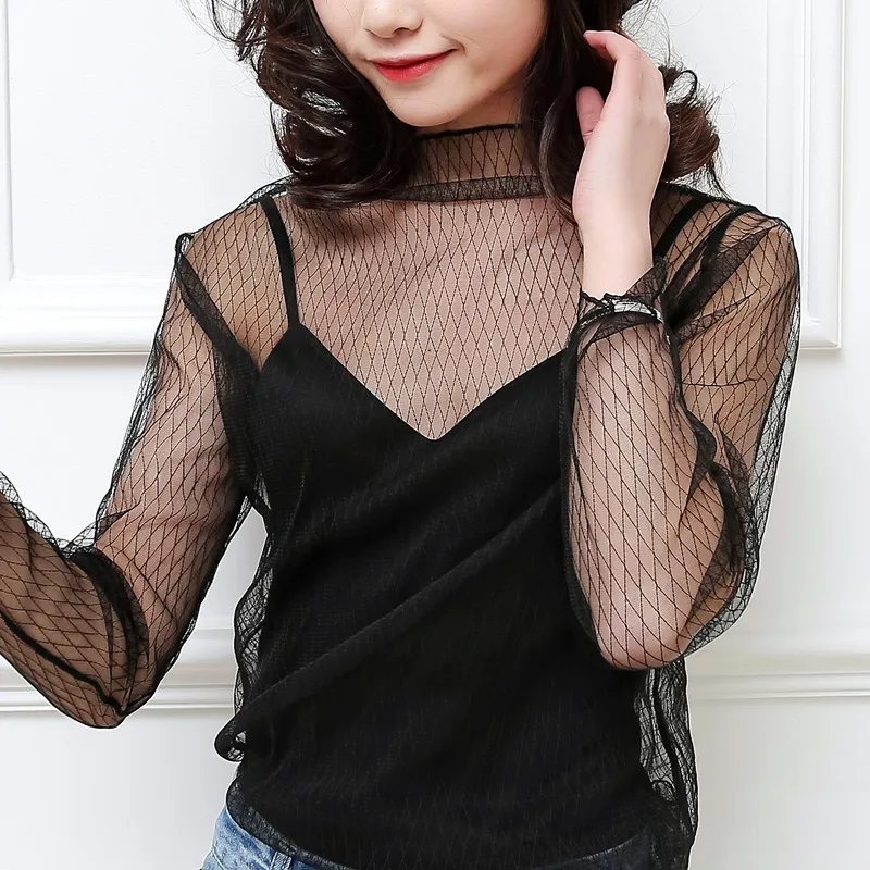 Women Free Shipping New Super Fire Sexy Mesh Transparent Bottoming Shirt with Collocation Korean Version of Black Sexy Sling Top
Women Free Shipping New Super Fire Sexy Mesh Transparent Bottoming Shirt with Collocation Korean Version of Black Sexy Sling Top