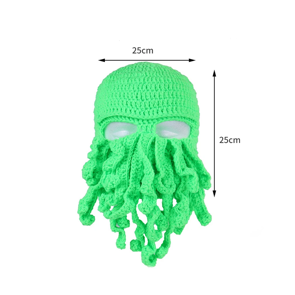 

Handmade Knitting Wool Octopus Adult Hat Barbarian Vagabond Beanie Foldaway Beard Caps -MX8