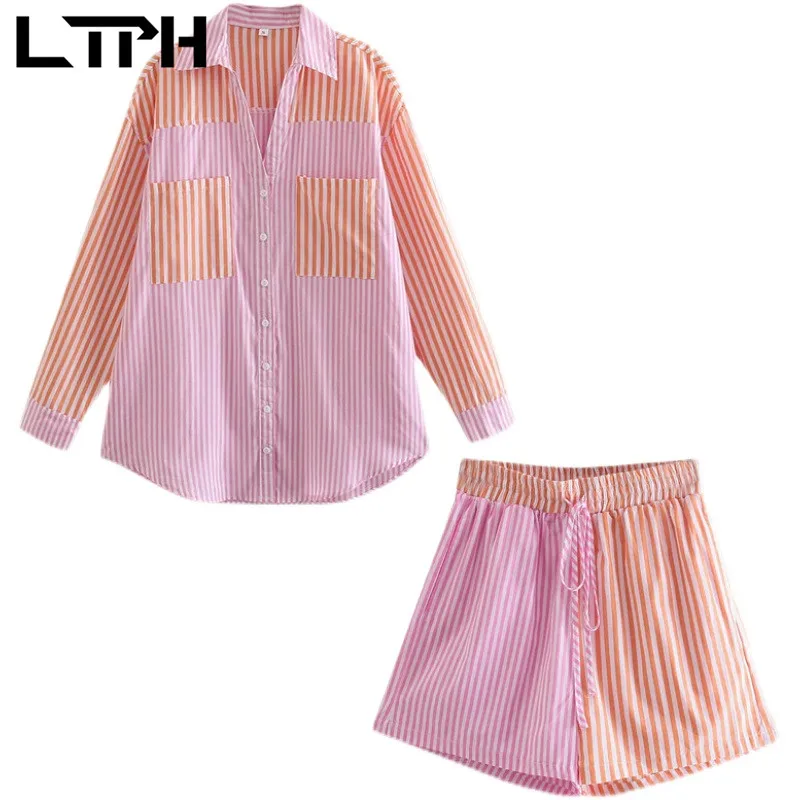 LTPH Patchwork Striped Outfits two piece set women Loose Long Sleeve Shirt High Waist Casual Shorts Short Sets 2021 Summer New
LTPH Patchwork Striped Outfits two piece set women Loose Long Sleeve Shirt High Waist Casual Shorts Short Sets 2021 Summer New