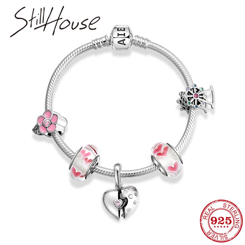Romantic Pink Heart Charm 925 Sterling Silver Bracelets & Bangles for Women Glass Beads fashion Bracelet jewelry Girlfriend gift
Romantic Pink Heart Charm 925 Sterling Silver Bracelets & Bangles for Women Glass Beads fashion Bracelet jewelry Girlfriend gift