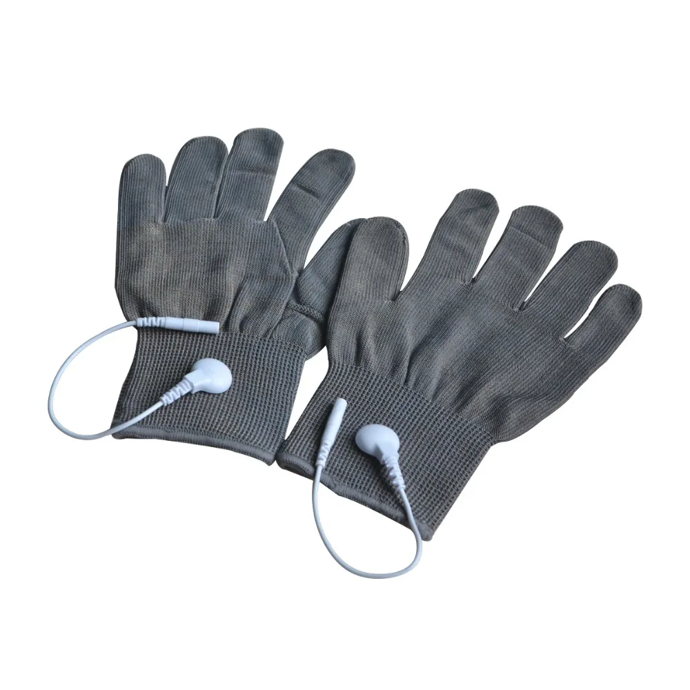 

2 Pairs/Pack Electrode Conductive Massage Gloves physiotherapy electrotherapy electrode Gloves Deep Gray