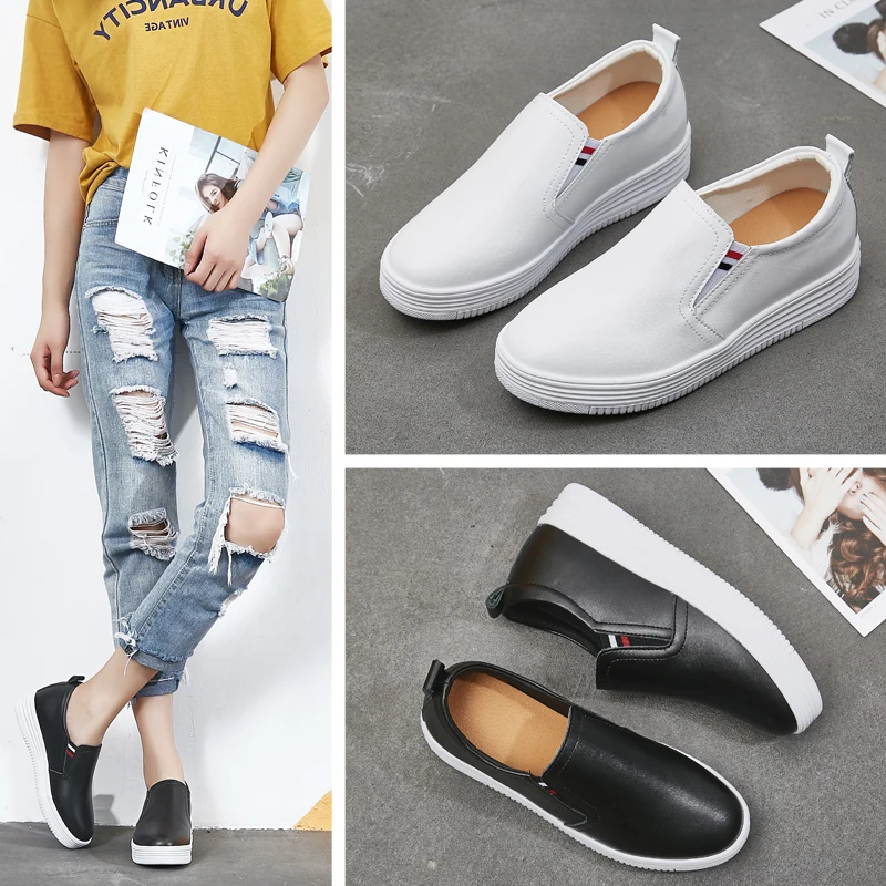 New four seasons leisure increase women's leather shoes simple fashion work shoes soft breathable white shoes one pedal loafers
New four seasons leisure increase women's leather shoes simple fashion work shoes soft breathable white shoes one pedal loafers