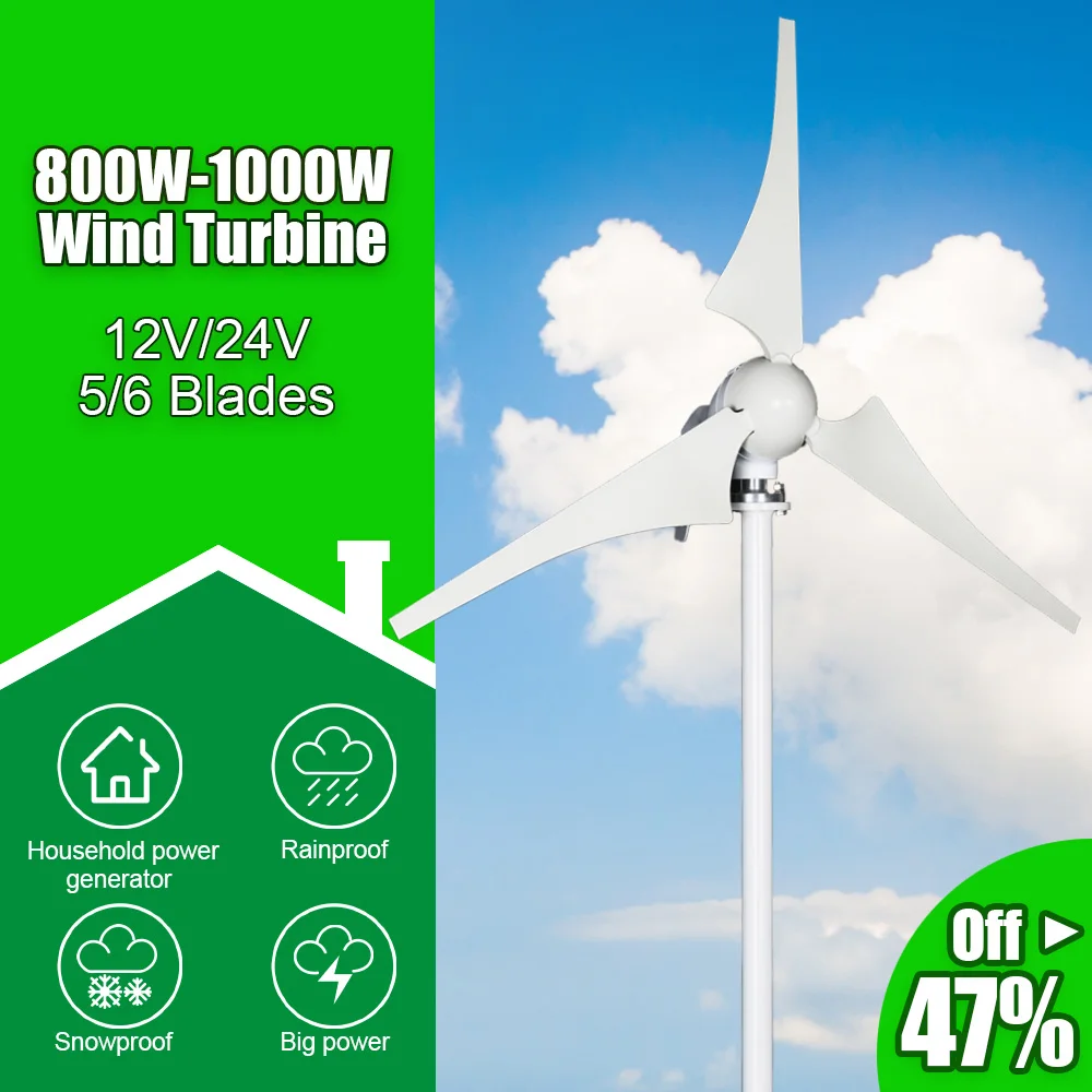 Spain and Russia Warehouse 600W 800W 1000W 3 5 6 Blades Windmill 12V 24V Small Wind Turbine Generator For Home Farm Street Lamps
Spain and Russia Warehouse 600W 800W 1000W 3 5 6 Blades Windmill 12V 24V Small Wind Turbine Generator For Home Farm Street Lamps