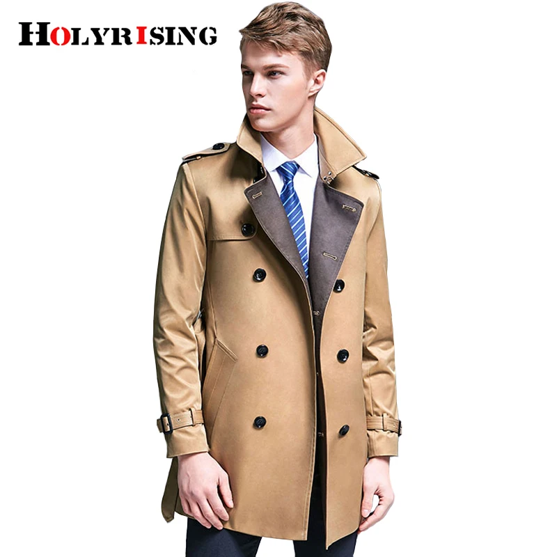 

Spring new trench coat men fashion lapel British windbreaker men's long double-breasted trench coat S-6XL size chaqueta hombre