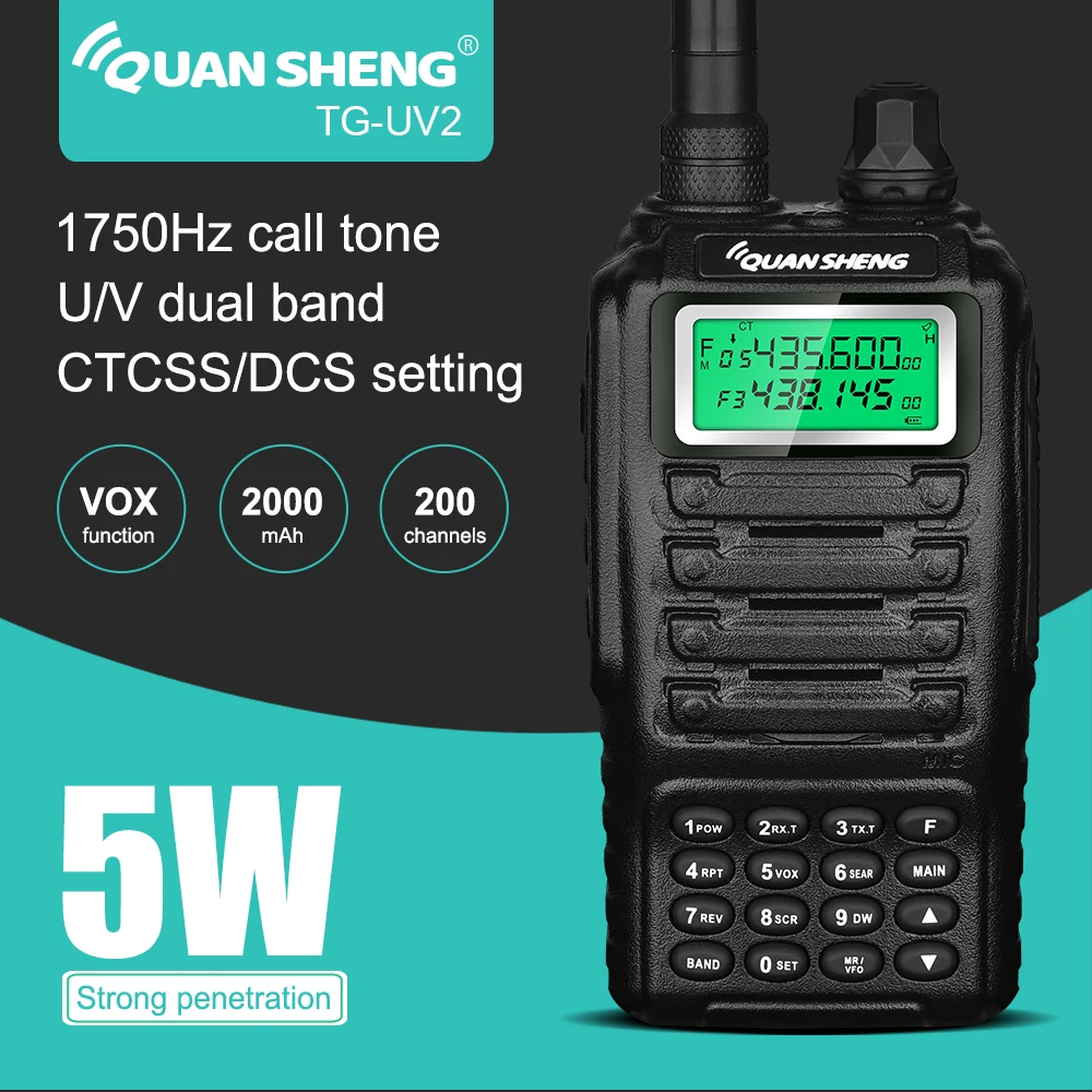 Профессиональная рация, диапазоны UHF, VHF, Любительское радио для охоты, коммуникационного радио, Интерком, портативное радио Quansheng TG--UV2
Профессиональная рация, диапазоны UHF, VHF, Любительское радио для охоты, коммуникационного радио, Интерком, портативное радио Quansheng TG--UV2