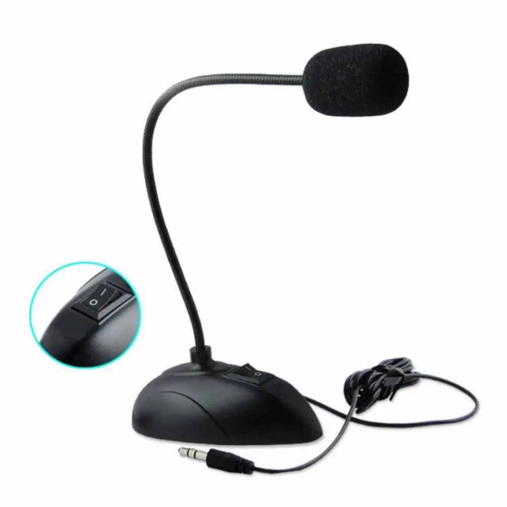 

3.5mm Plug Flexible Stand Mini Studio Speech Microphone Gooseneck Wired Microphone for PC YouTube Video Skype Chatting Gaming