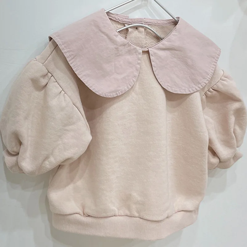 Корейский осенне-зимний детский махровый свитер с пузырьковым рукавом и лацканами 
Корейский осенне-зимний детский махровый свитер с пузырьковым рукавом и лацканами