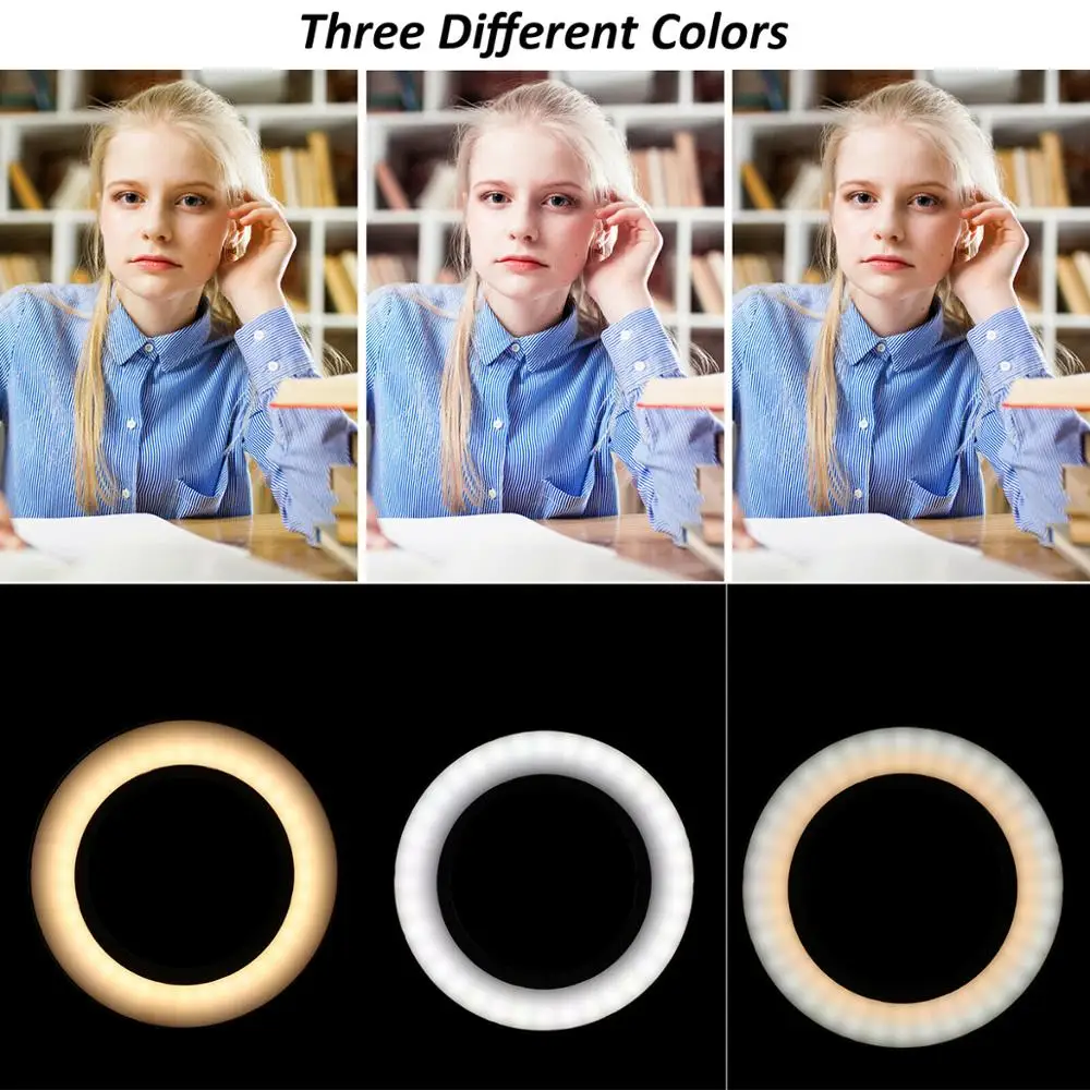 16cm LED Dimmable USB Charger Selfie Ring Light With Cell Phone Clip Tripod for Photography Live Streaming Studio Makeup Lamp
16cm LED Dimmable USB Charger Selfie Ring Light With Cell Phone Clip Tripod for Photography Live Streaming Studio Makeup Lamp