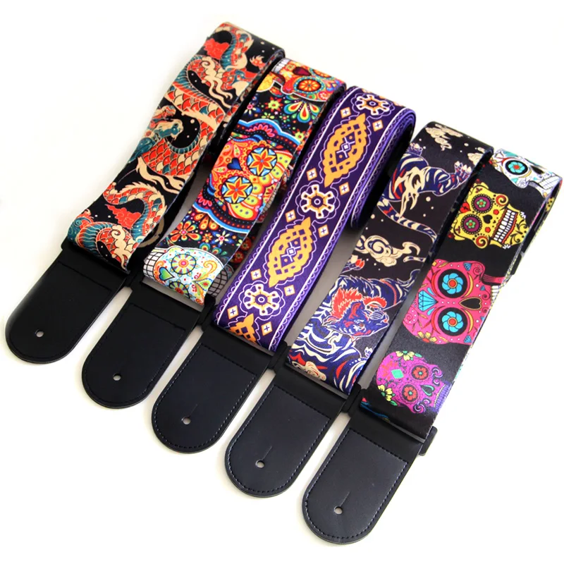 New 5 Colors Vintage Flowers Stripes Acoustic Electric Guitar Strap Woven Embroidery Fabrics Leather Ends Strap
New 5 Colors Vintage Flowers Stripes Acoustic Electric Guitar Strap Woven Embroidery Fabrics Leather Ends Strap