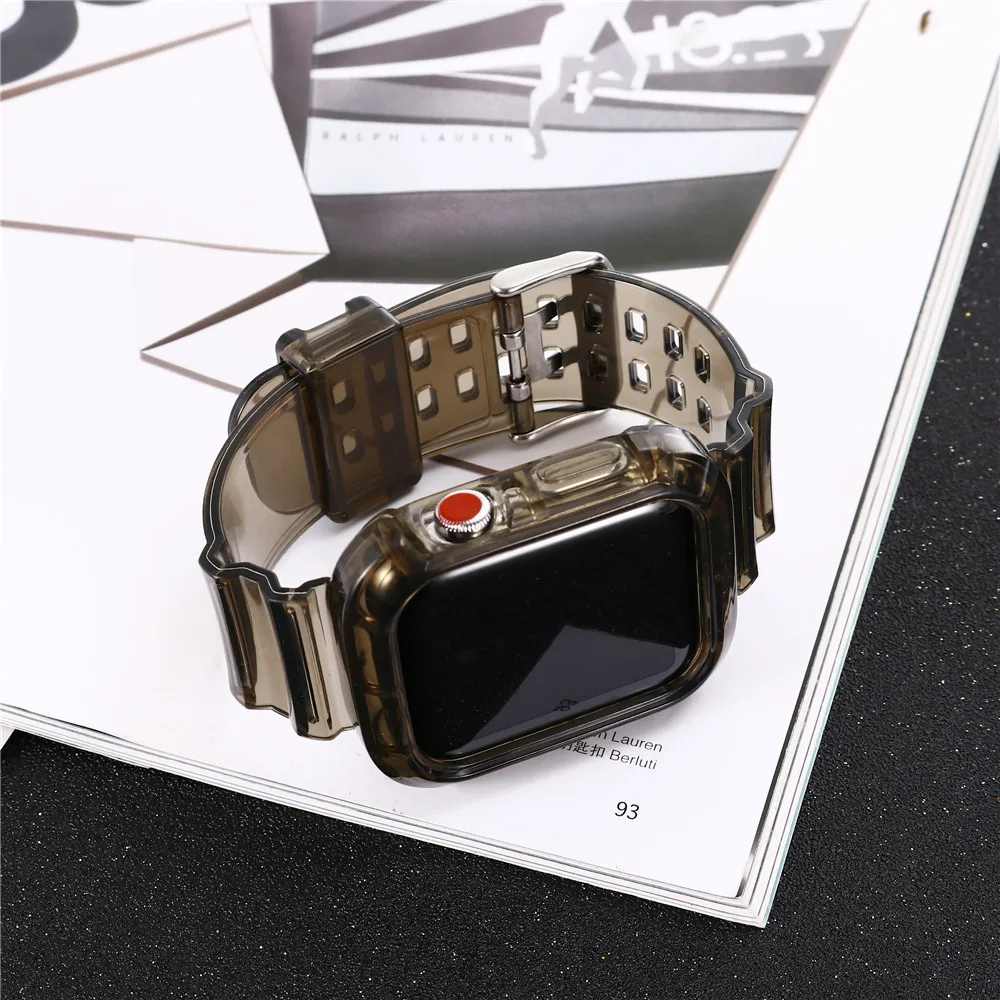 Sports Silicone Strap Case for Apple Watch Series 6 5 4 3 2 1 SE Transparent Watchbands for Iwatch Bands 38 40 42 44MM Bracelet
Sports Silicone Strap Case for Apple Watch Series 6 5 4 3 2 1 SE Transparent Watchbands for Iwatch Bands 38 40 42 44MM Bracelet