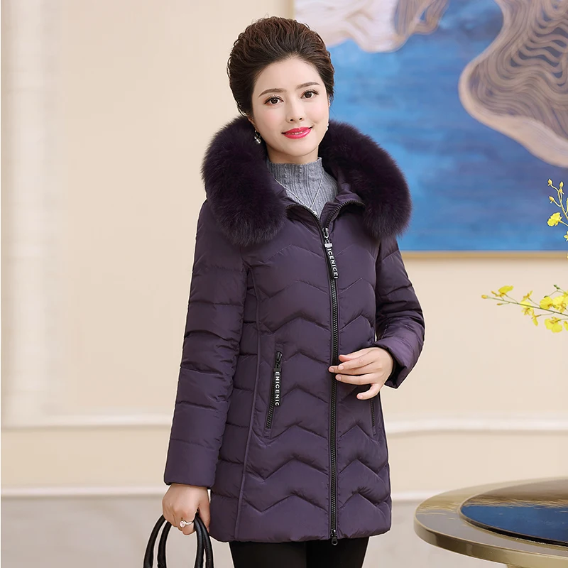 2020 Women's Down Jacket Winter Coat Female Fox Fur Collar Plus Size Hooded Warm Puffer chaqueta mujer 18 563 | Женская одежда