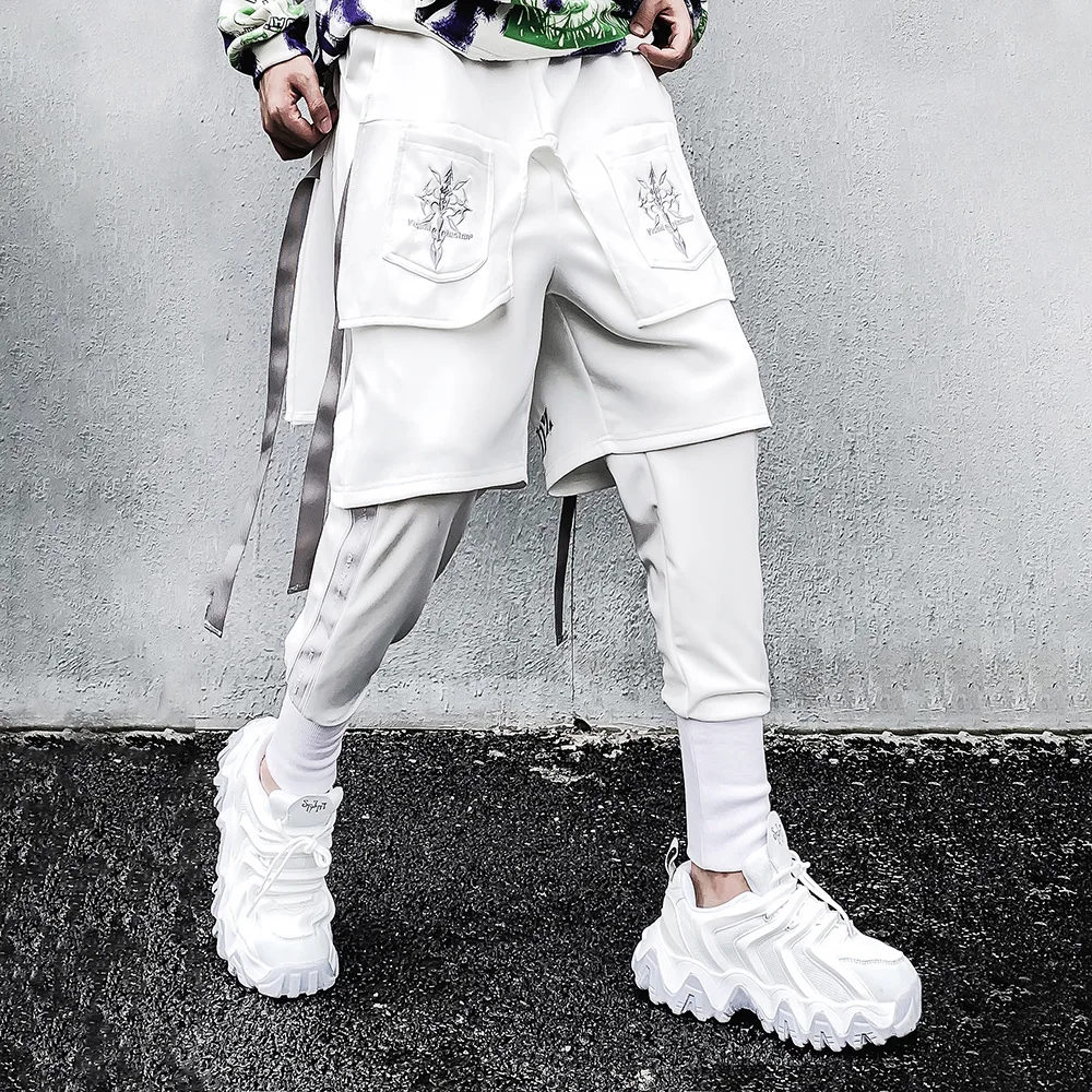 High street fashion pants, bodyguard pants, men's and women's elastic ribbon wide foot fake two pieces of small foot legged
High street fashion pants, bodyguard pants, men's and women's elastic ribbon wide foot fake two pieces of small foot legged