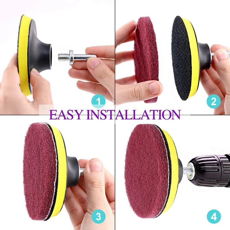 16Pcs 5Inch 3 Different Color Scrubbing Pads Drill Powered Brush Tile Scrubber Scouring Pads Cleaning Kit,Abrasive Buffing Pads
16Pcs 5Inch 3 Different Color Scrubbing Pads Drill Powered Brush Tile Scrubber Scouring Pads Cleaning Kit,Abrasive Buffing Pads