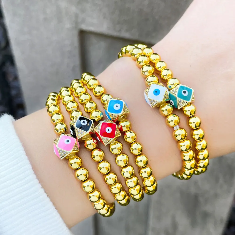 Fashion Gold Beads Geometric Evil Eye Bracelet for Women White Elastic String Beaded Bracelet Enamel Statement Jewelry brtf25
Fashion Gold Beads Geometric Evil Eye Bracelet for Women White Elastic String Beaded Bracelet Enamel Statement Jewelry brtf25