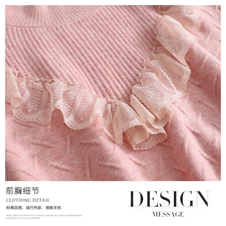 SHUCHAN Patchwork Lace Sweet Winter Sweater Women O-Neck Womens Knit Pullover SPRING Autumn Loose Tops Pink White
SHUCHAN Patchwork Lace Sweet Winter Sweater Women O-Neck Womens Knit Pullover SPRING Autumn Loose Tops Pink White