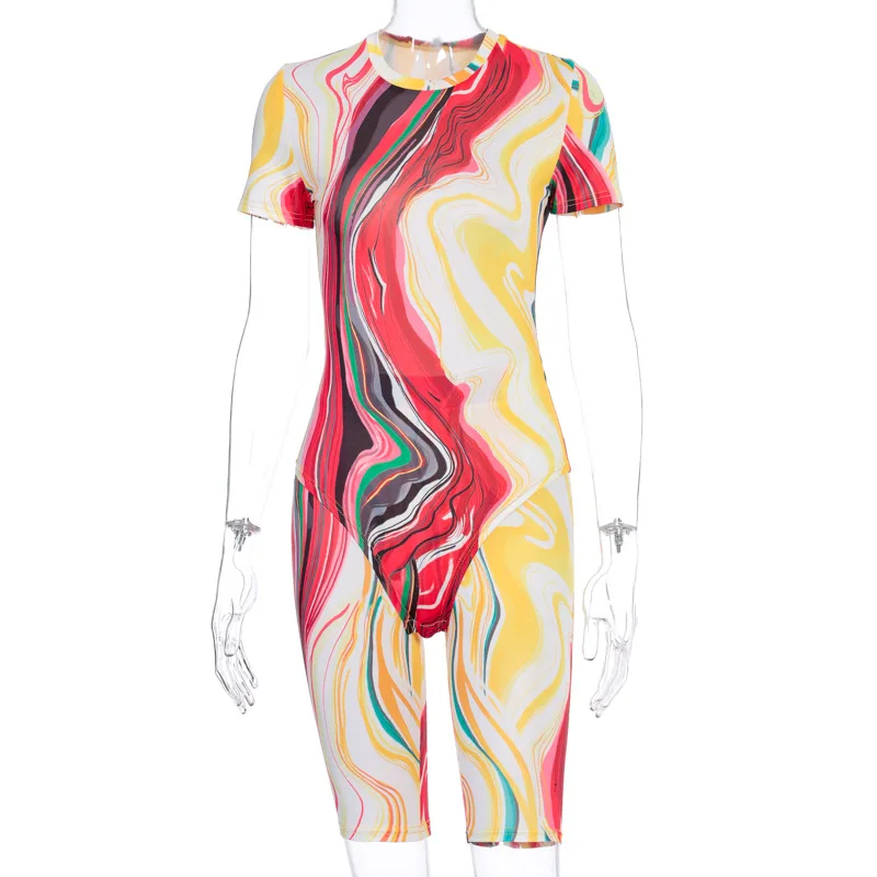 Cutubly Print Casual Two Piece Set Sexy See Through Tshirt and Biker Shorts Two Piece Short Set for Women Sportwear Clothes
Cutubly Print Casual Two Piece Set Sexy See Through Tshirt and Biker Shorts Two Piece Short Set for Women Sportwear Clothes