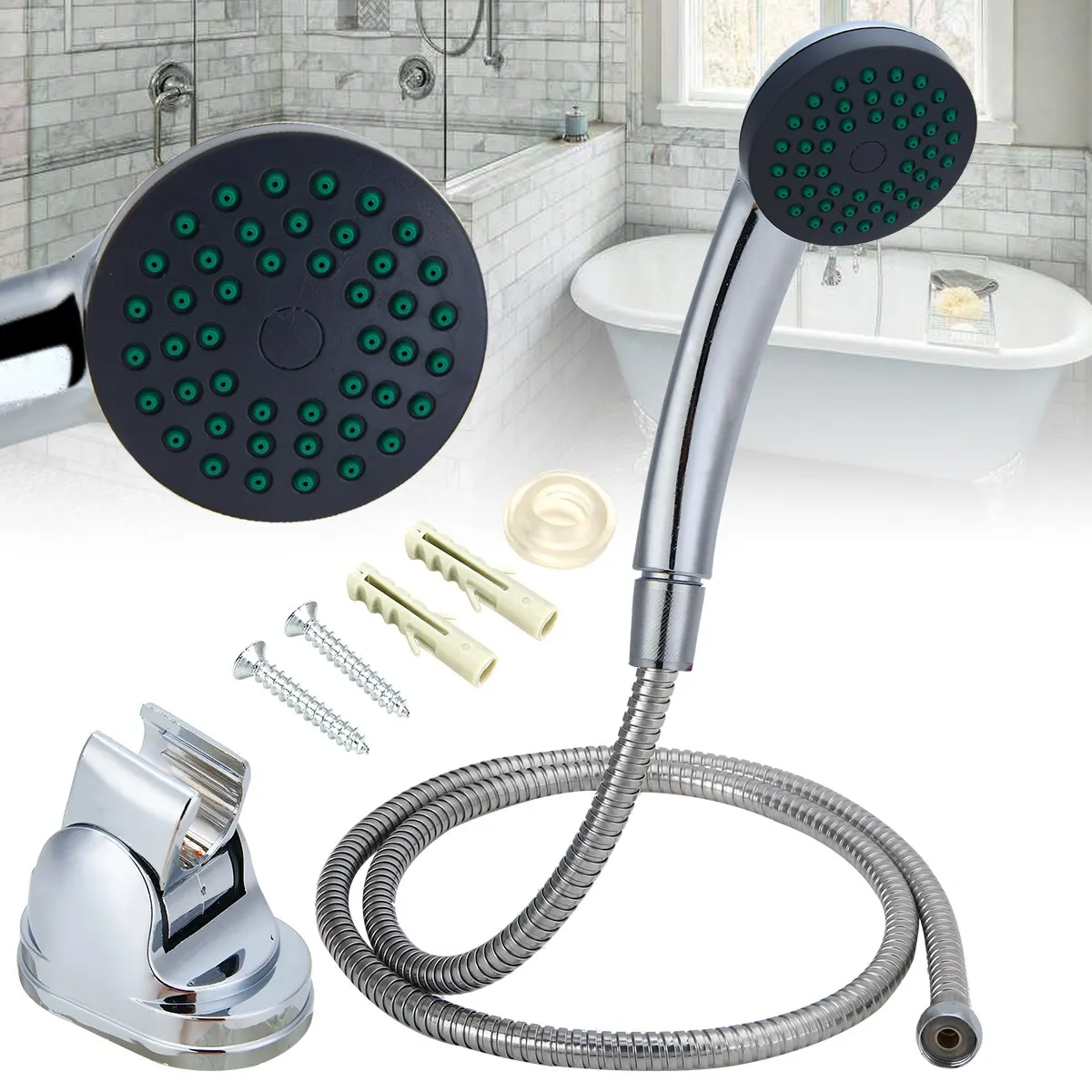 Hot Sale Shower Head+ Bracket + Flexible Hose With Screws ABS Wall Mounted Shower Set Water Saving Bathroom Accessories
Hot Sale Shower Head+ Bracket + Flexible Hose With Screws ABS Wall Mounted Shower Set Water Saving Bathroom Accessories