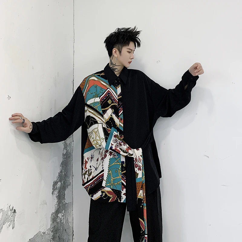 M -XL!Designer personality irregular printing streamer shirt men's long-sleeved dark tide brand stage costume hairdresser costum
M -XL!Designer personality irregular printing streamer shirt men's long-sleeved dark tide brand stage costume hairdresser costum