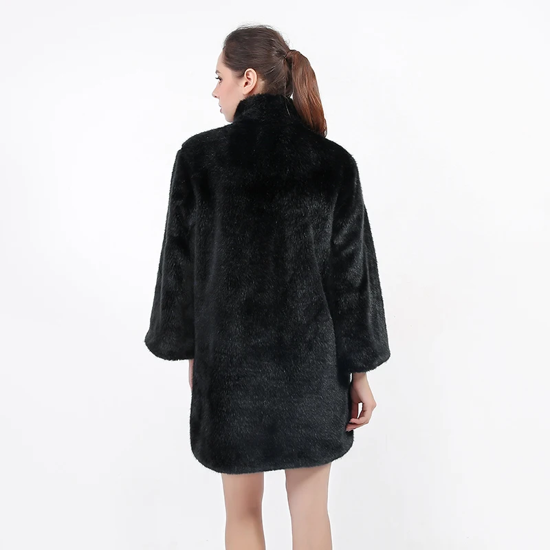 FHILLINUO Лисий мех пальто енот для женщин сплайсинга длинный круглый вырез жилет