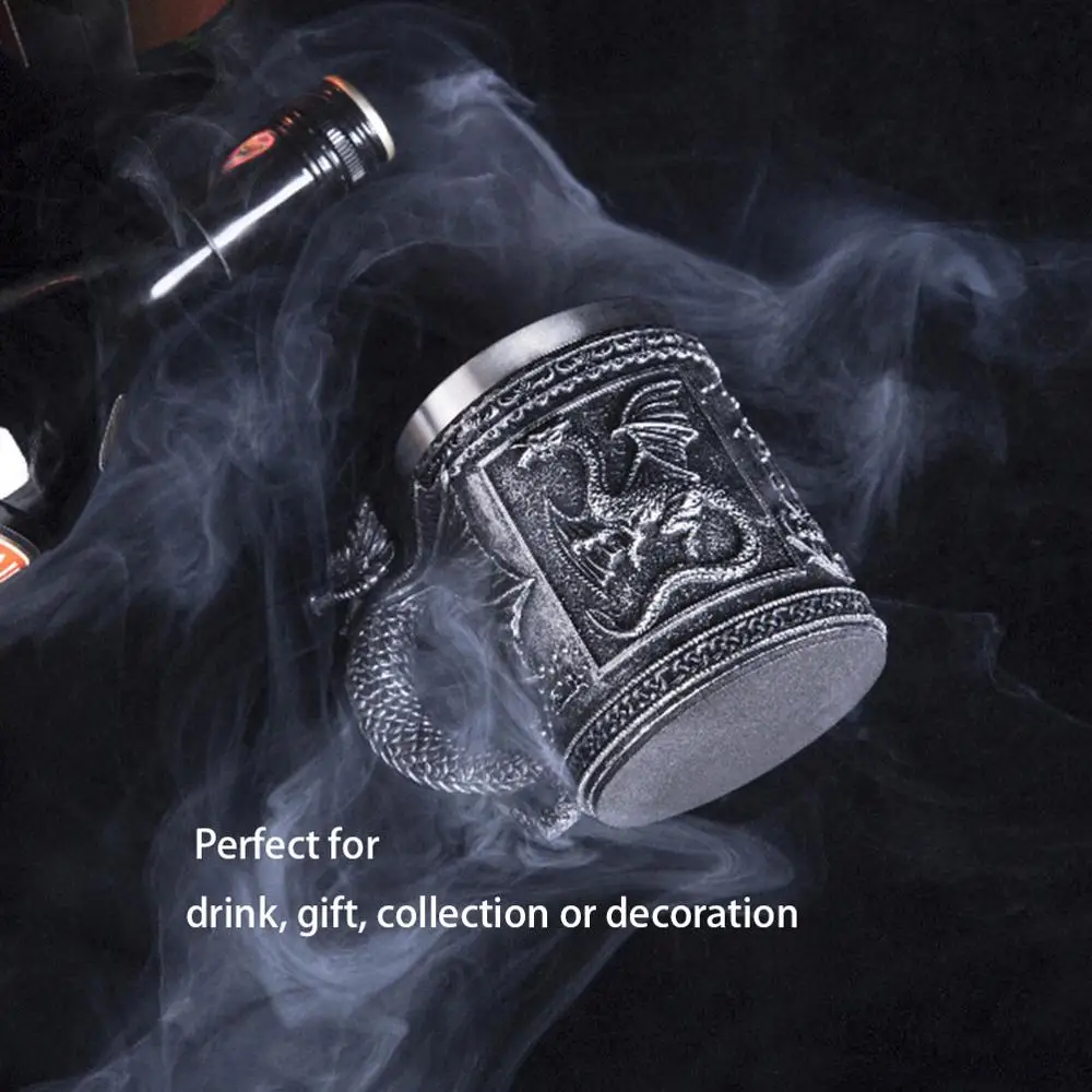 Retro Dragon Resin Stainless Steel Beer Mug Skull Knight Tankard Halloween Coffee Cup Creative Viking Tea Mug Pub Bar Decoration
Retro Dragon Resin Stainless Steel Beer Mug Skull Knight Tankard Halloween Coffee Cup Creative Viking Tea Mug Pub Bar Decoration