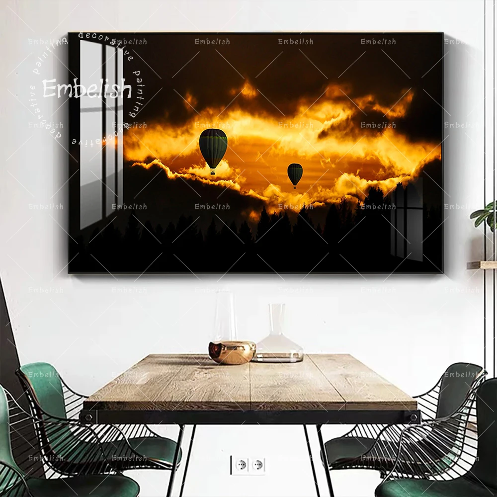 Embelish 1 Pieces Hot Air Balloon Above Mountains Landscape HD Canvas Paintings For Living Room Modern Home Decor Picture Poster