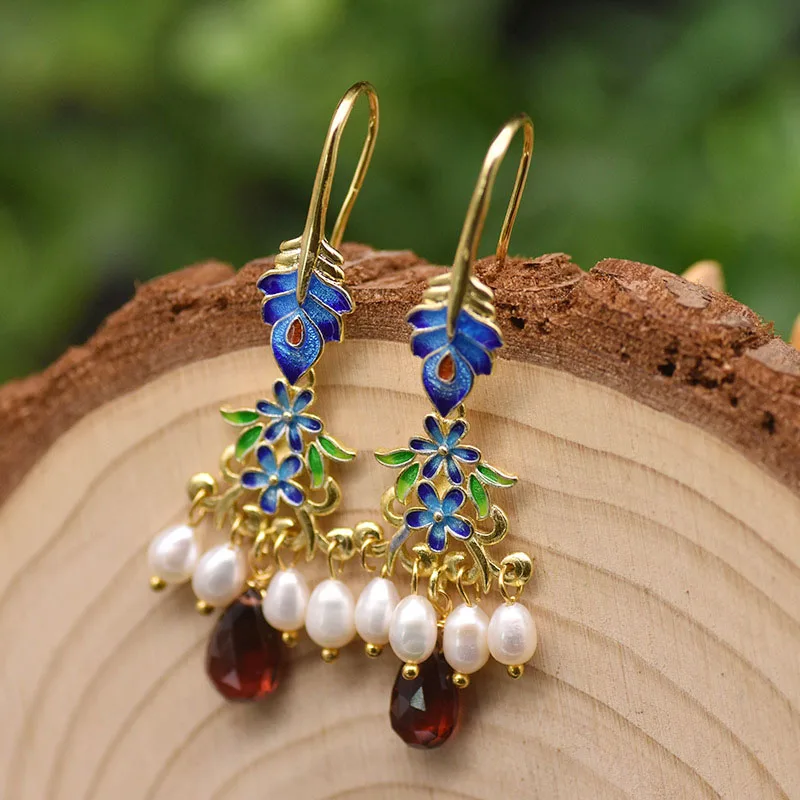 2021 New Cloisonne Ethnic Statement Plant Drop Earrings For Women Wedding Gift Natural Pearl Garnet Vintage Earrings Accessories
2021 New Cloisonne Ethnic Statement Plant Drop Earrings For Women Wedding Gift Natural Pearl Garnet Vintage Earrings Accessories