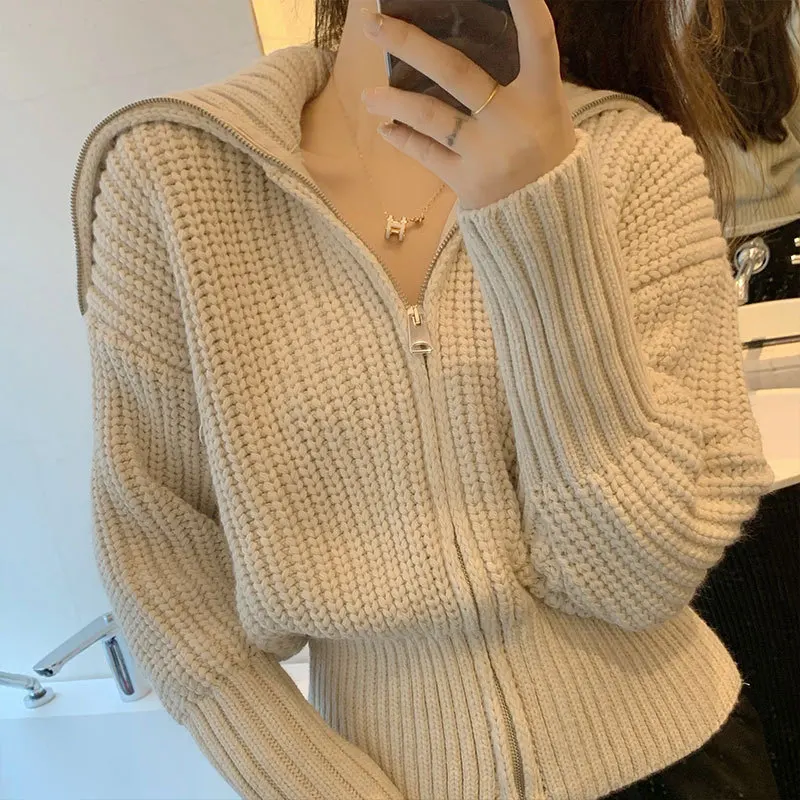 Lapel Batwing Sleeve Apricot Knitted Outerwear For Female Casual Stylish Zipper Sweater Cardigan Womens Clothes кардиган женский
Lapel Batwing Sleeve Apricot Knitted Outerwear For Female Casual Stylish Zipper Sweater Cardigan Womens Clothes кардиган женский