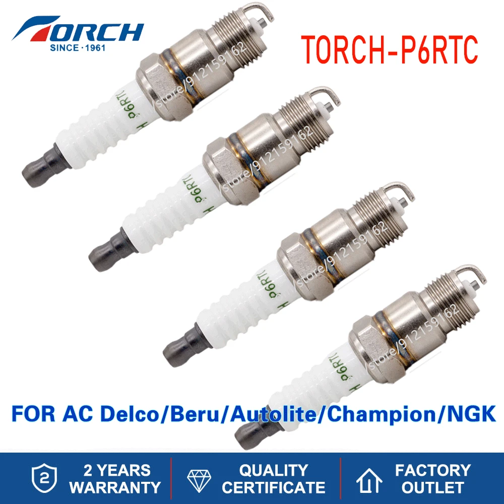 

4/6pcs Car Power Spark Plugs Torch P6RTC Compatible with AC Delco CR42CFS 23 Beru 14KR-6BU Champion 400 Denso ITF20