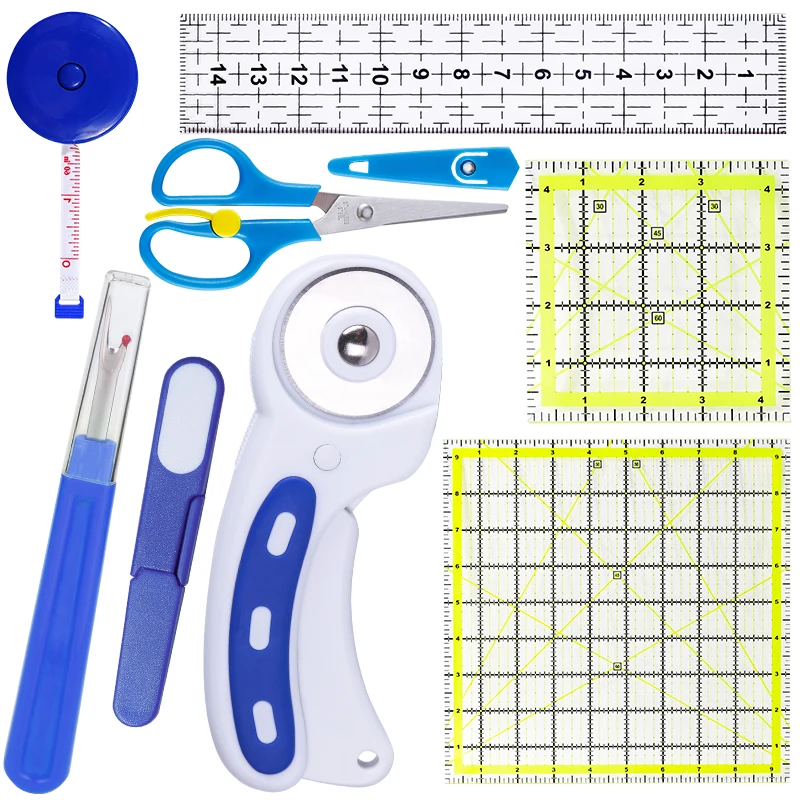

Набор швейных инструментов LMDZ, швейные ножницы, линейка для лоскутного шитья и роторный резак для кожи, рукоделие для шитья своими руками