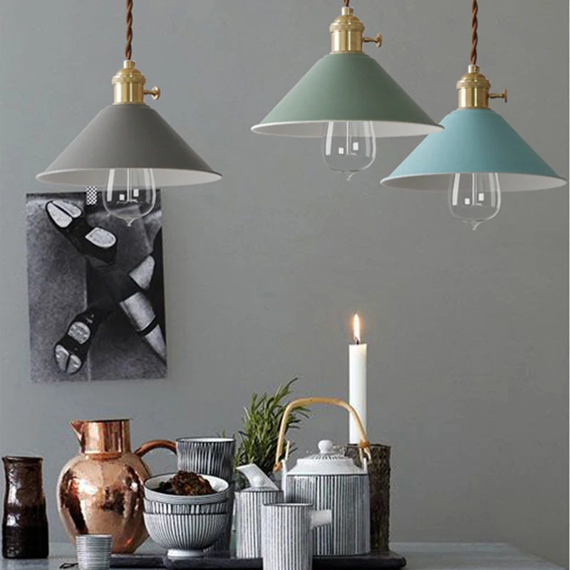 Loft Modern Pendant Light LED E27 Industrial Iron Hanging Lamp with 7 Colors for Living Room Bedroom Restautant Cafe Study Shop | Лампы и