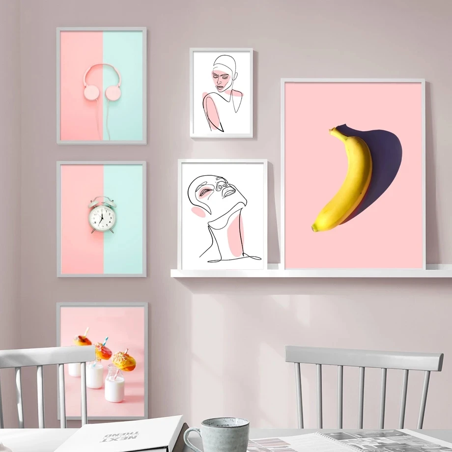 Nordic Headset Clock Banana Posters and Prints Line Girl Canvas Painting Abstract Pink Blue Background Wall Art Pictures
Nordic Headset Clock Banana Posters and Prints Line Girl Canvas Painting Abstract Pink Blue Background Wall Art Pictures