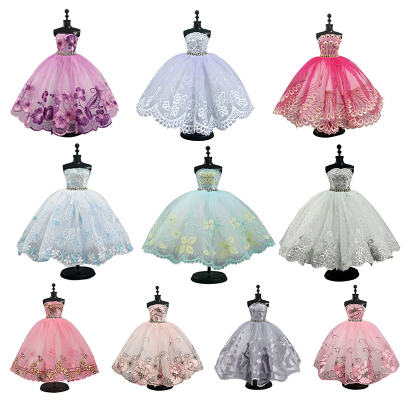 

10pcs/lot Random Fashion Ballet Tutu Dress For Barbie Doll Clothes Outfits 1/6 Doll Accessories Rhinestone 3-layer Gown Toy
