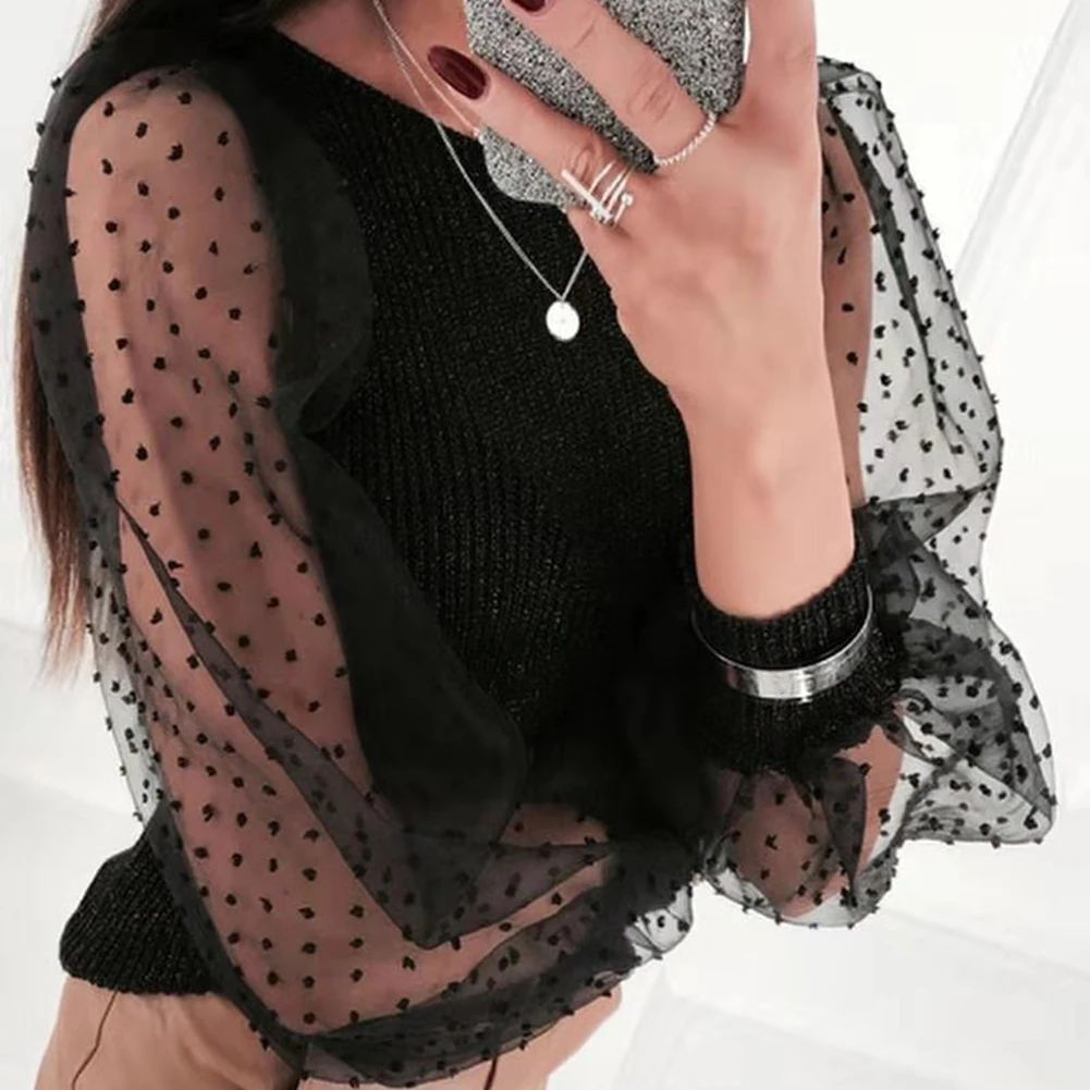 Womens See-through Blouse Tops Sheer Mesh Slim Fit Blusas Lace Ruffled Lantern Sleeve Shirt Tee Stretch Pullover Tops
Womens See-through Blouse Tops Sheer Mesh Slim Fit Blusas Lace Ruffled Lantern Sleeve Shirt Tee Stretch Pullover Tops