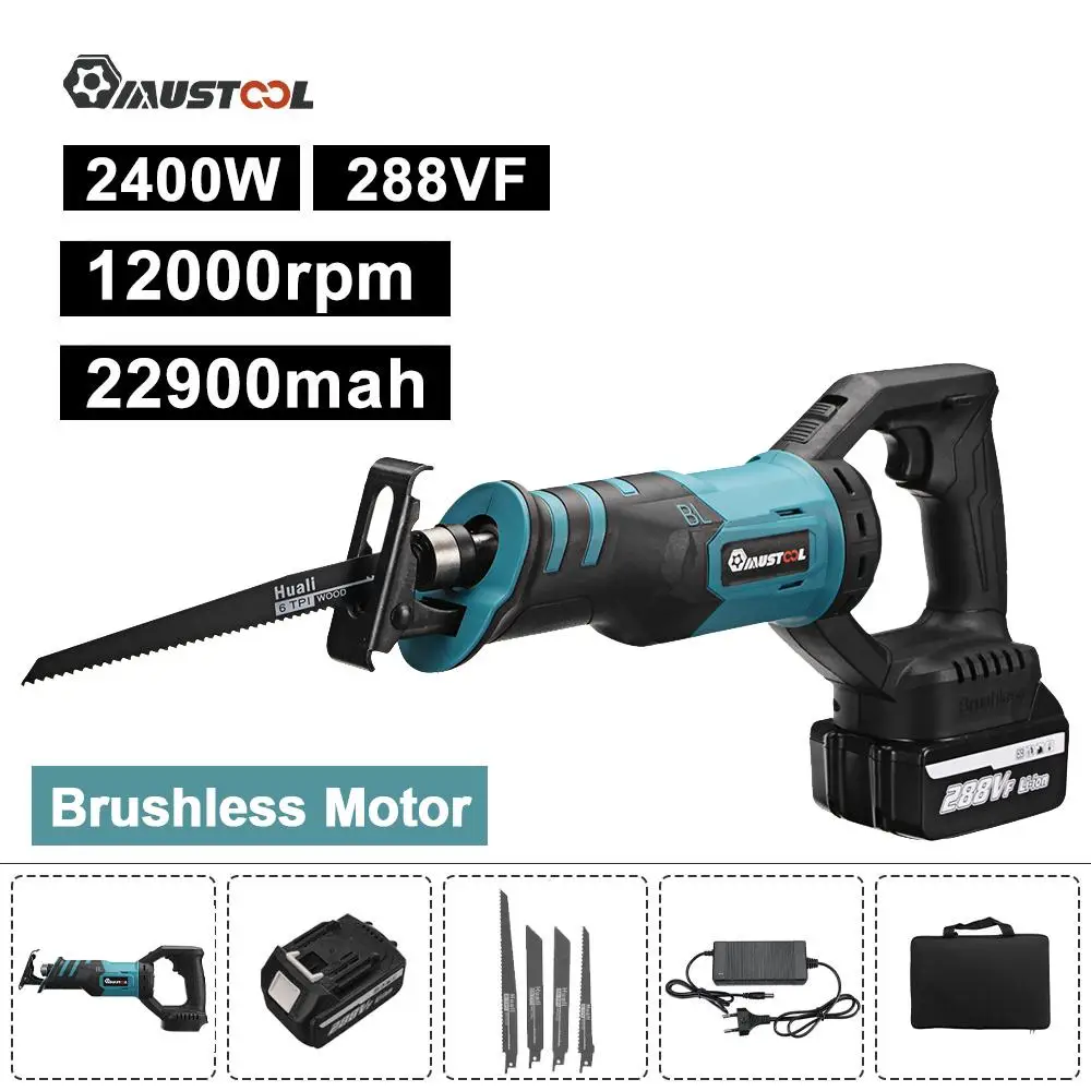 MUSTOOL 2400W Cordless Reciprocating Saw Brushless Electric Saw With Battery Metal Wood Cutting Tools For Makita 18V Battery
MUSTOOL 2400W Cordless Reciprocating Saw Brushless Electric Saw With Battery Metal Wood Cutting Tools For Makita 18V Battery